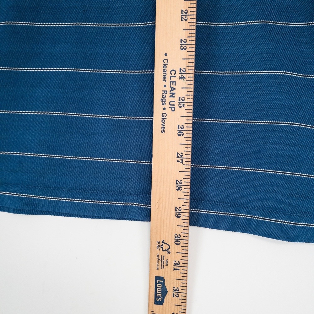Ralph Lauren Chaps Golf Polo Shirt Mens XL Blue Striped Stay-Dry Performance - Picture 9 of 10